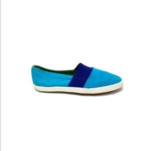 Vintage 1990s blue canvas elastic slip on sneakers